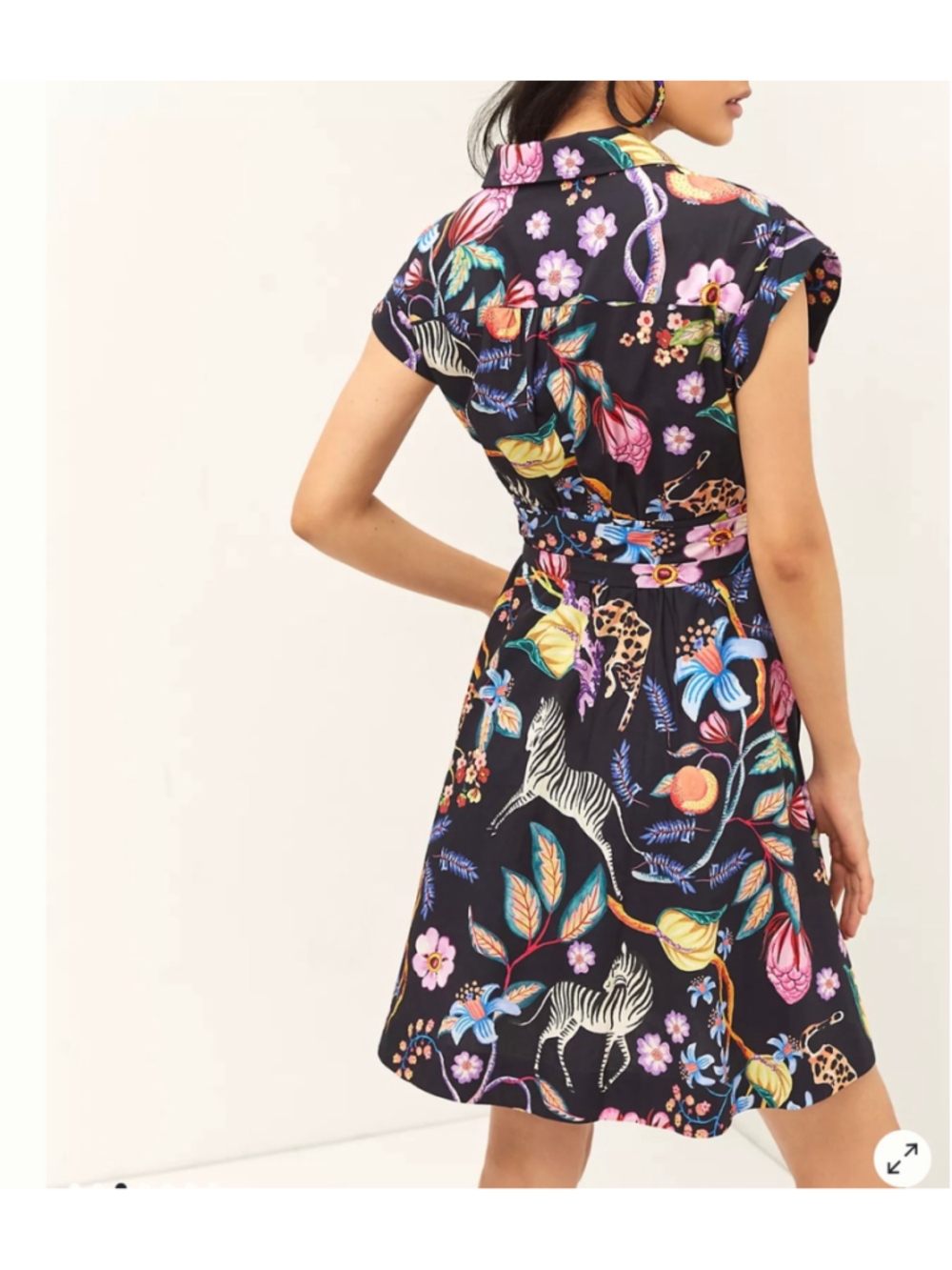 Women's Maeve Anthropologie Floral Animal Print Mini Dress Black Size 6 - Picture 2 of 10